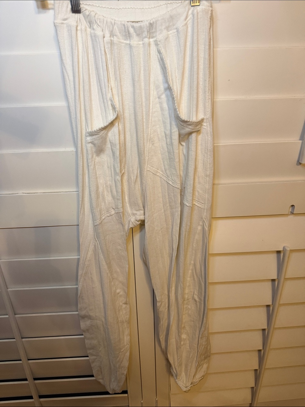 Lightweight White/Cream Harem Pants with Elastic Waist